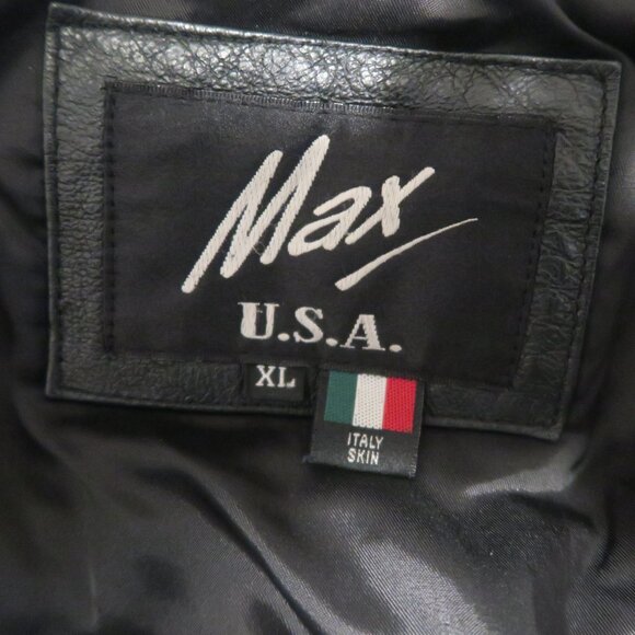 VTG 90s Max USA Leather Jacket Patterned Indian Head Cherokee Native American XL - Picture 7 of 9